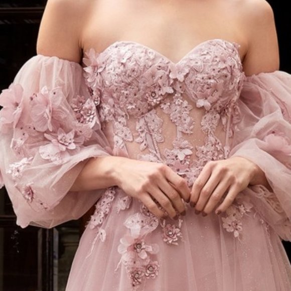 MAUVE COLOR PROM PARTY EVENING LONG MAXI STRAPLESS OFF THE SHOULDER GOWN CD962 - Picture 6 of 7